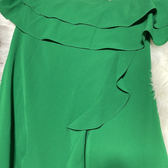 NWT (0) kensie dresses bold emerald green gold hardware choker halter flounce - Picture 6 of 12